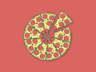 Pizza cheese colour dribbble fat flat food greedy icon illustration junk past food pizza pizza hut shot slice stroke vector