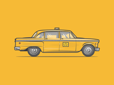 NYC Taxi america apple cab car city classic dribbble flat icon illustration new york shot street taxi travel usa vector yellow