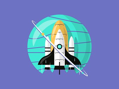 Space Ship astro astronaut colour dribbble fast flat galaxy icon illustration illustrator rocket rockets shot space stars stroke travel vector