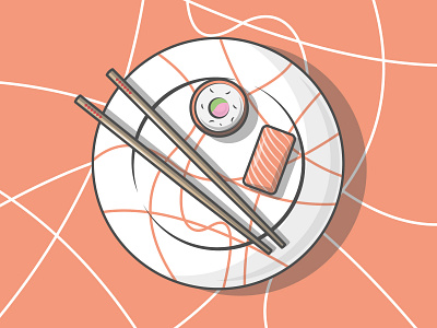 Sushi asain chopstick dribbble fish flat food foodie health icon illustration japan pattern plate roll salmon shot stroke sushi sushi roll vector