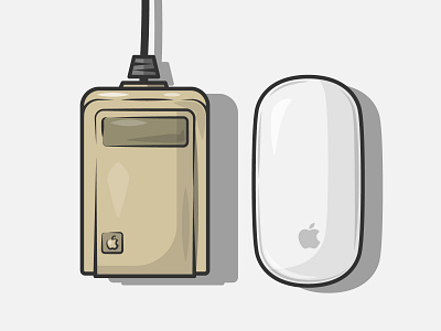 then and now apple computer design dribbble flat history icon illustration modern mouse mousepad old shot sleek technology trackpad vector vintage