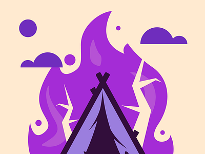 Camp on fire camp campfire camping dribbble field fields fire fireworks flat horror hot icon illustration midnight night outdoors shot stroke vector