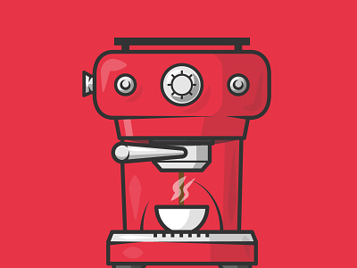 Fancy a coffee? caffeine coffee coffee bean coffee cup coffee machine coffee shop coffeeshop dribbble drink flat hot icon illustration machine press shot vector