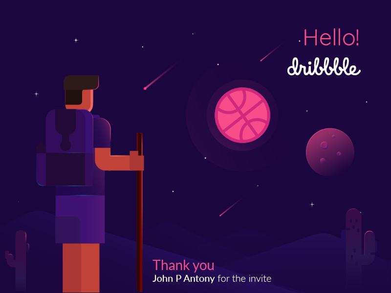 Hello Dribbble! gradient 2018 ui cosmos explorer invite adobe illustrator illustration first shot dribbblers debut shot hello dribbble