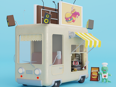 BurgerVan 3d 3dart 3dillustration 3dmodeling 3dwork blender blenderart design illustration van