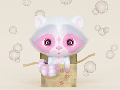 Pinky ✨ 3d 3dart 3dillustration 3dmodeling 3dwork blender blenderart cutie design illustration raccoon