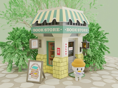 Book store 🥰📚 3d 3dart 3dcharacter 3ddesign 3dillustration 3dmodeling 3dobject 3dwork blender design