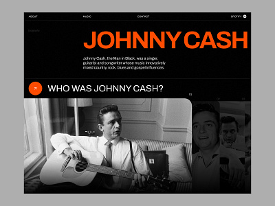 Johhny Cash Biography Website adaptive design figma ins inspiration minimalism site ui ux webdesign