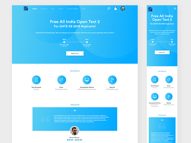 Open Test Landing Page responsive mobile landing page web