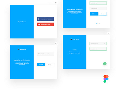 Login Modals blue ui ux web