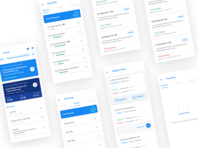 Homescreen and Active Plans android app blue clean design edtech education figma flat mobile ui user interface ux vector