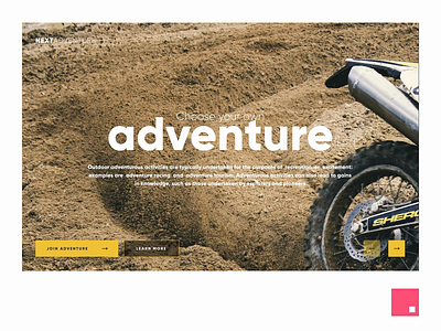 Next Adventure animation design hero homepage interaction invisionstudio motion motion design slider ui ux web
