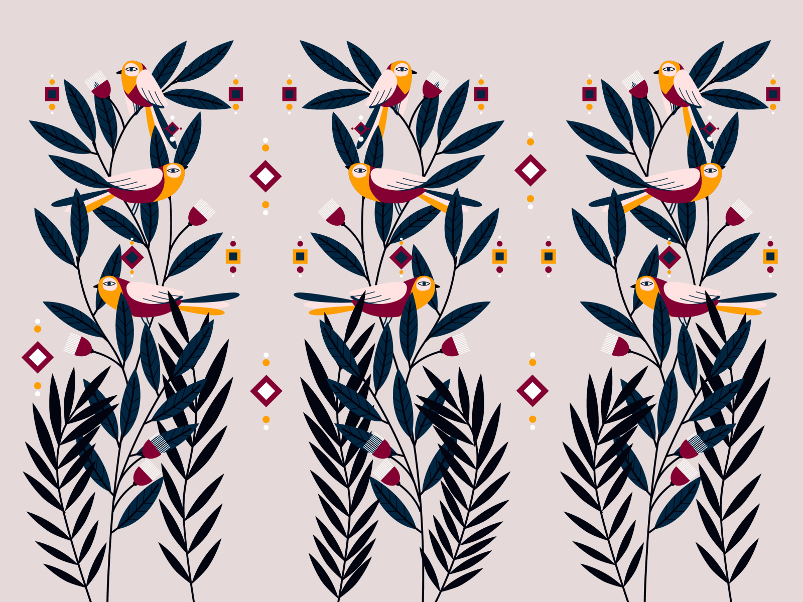 Birds Pattern By Diana On Dribbble Birds Pattern By Diana On Dribbble