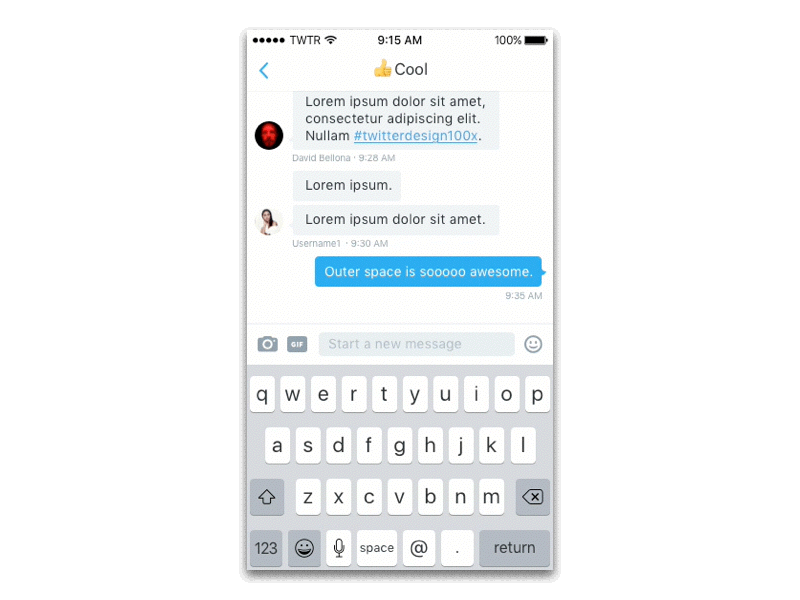 Typing indicators in Twitter DMs by Josh Wilburne on Dribbble