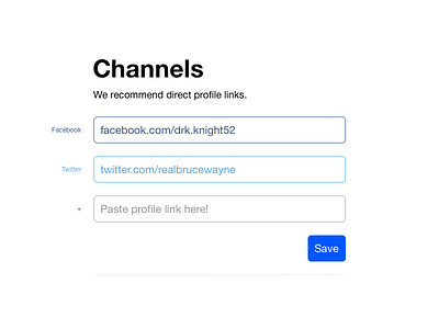 Social Channels Input