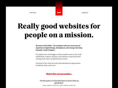 The New NNW homepage typography wip