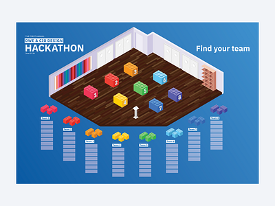 Hackathon Seating Plan branding bricks celebration colors design event event branding events flat getting started gradient illustration isometric lego logo map seating signs table vector