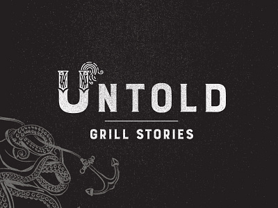 Untold grill stories logotype grill logo logotype n.y. restaurant smokes stories story untold vintage