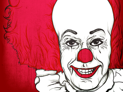 Pennywise art clown digital horror ian illustration it scary steele vector