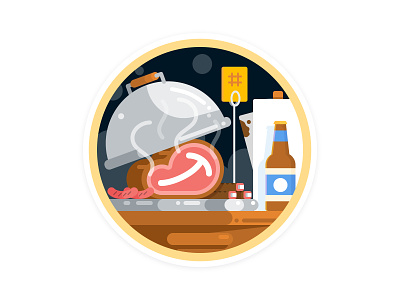 Q2 2020 Core Badge: All The Meats badge bbq beer figma food illustration