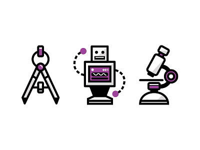 Science Icon Set ian icons line microscope robot science steele tech ui vector