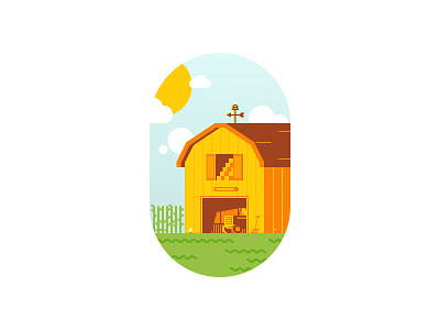 Small Town Livin barn dailies farm illustration summer sunny tractor vector