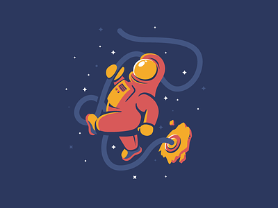 Astronaut astronaut character colors floating ian illustration primary space steele vector
