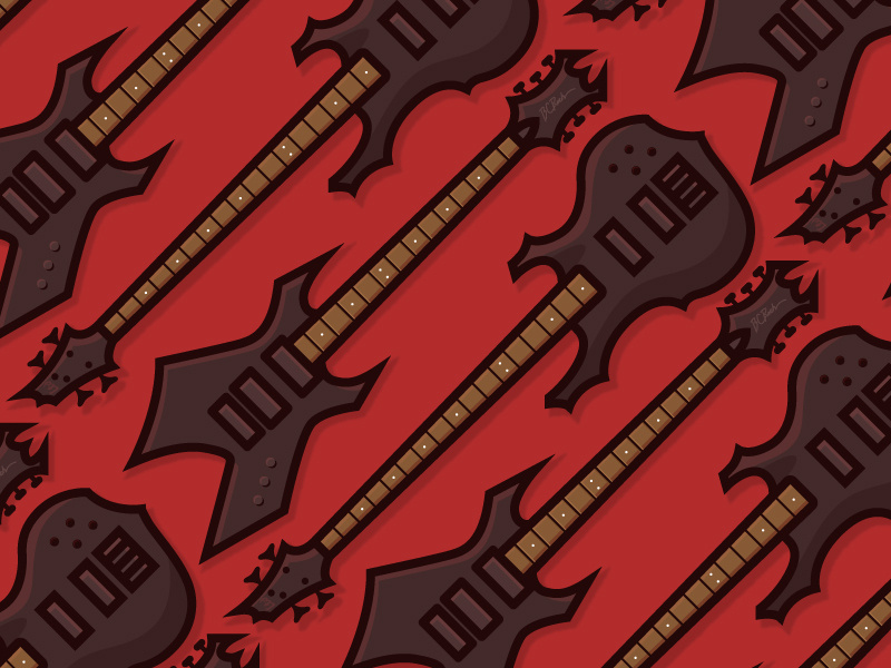 Teenage years metal pattern illustration vector music bass electric guitar