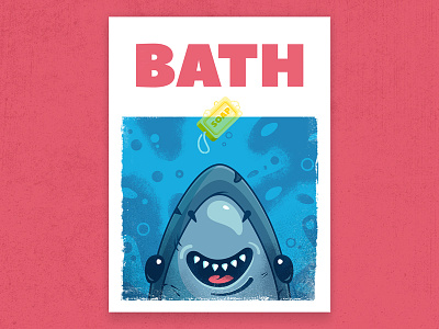 JAWS bath poster bath character fun illustration jaws movies poster shark soap texture