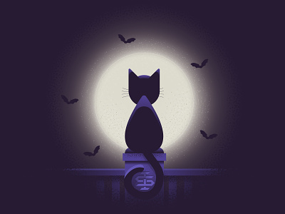 Tranquil cat drawloween halloween illustration inktober retro supply co texture tranquil vectober vector