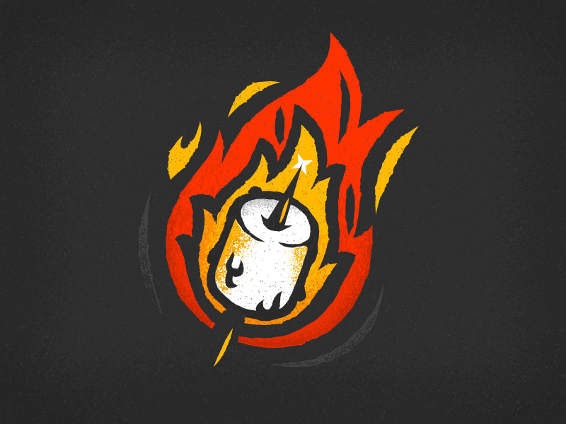 03 Roasted texture retro supply co october marshmallow roasted smores fire campfire illustration inktober vector vectober