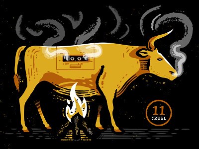 Day 11: Cruel brazen bull bull illustration inktober retro supply co torture vectober vector