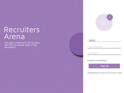 Recruiters login/Signup page 2017 admin analytics color design login signup trends uiux web