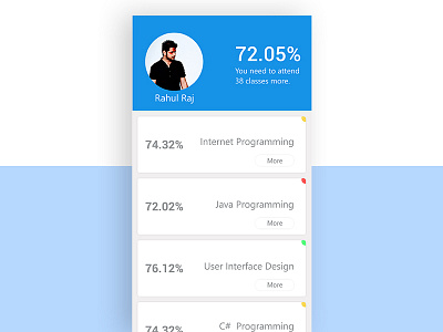 Attendance App UI Concept android app attendance blue dribbble material profile stats trending ui