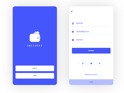 Instapay Epayment App app design blue dribbble e payment ios log in minimal sign up splash screen trending ui