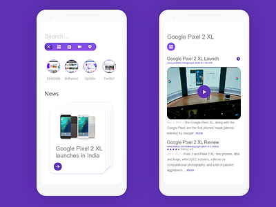 Google Pixel 2 XL - Browser concept android browser dribbble google pixel material new search violet white