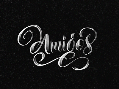 Amigos amigos black and white calligraphy lettering