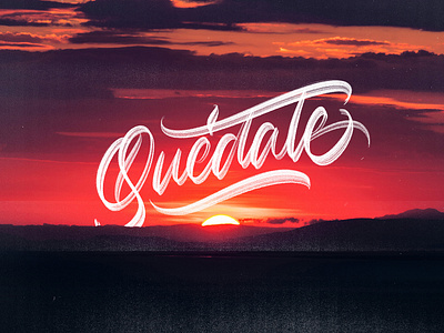 Quedate - Colorful Version calligraphy details landscape lettering procreate