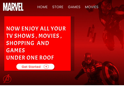 MARVEL STORE LANDING PAGE DESIGN CONCEPT 3d animation captain america graphic design iron man motion graphics ui ux