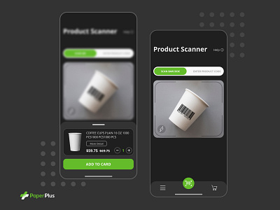 Mobile App - Paperplus design interface product scan