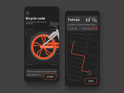 Bicycle rental App - Bdood bicycle design illustration interface map minimal product rental scan ui ui trend uidesign userinterface ux