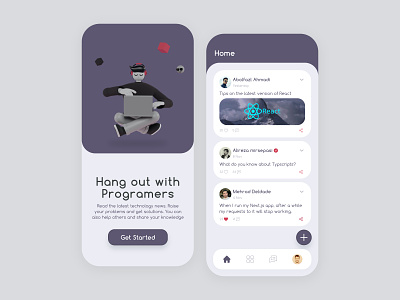 Social Network For Developers design interface minimal product ui trend uidesign userinterface