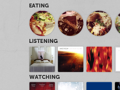 Personal Site food movies music texture ui ux