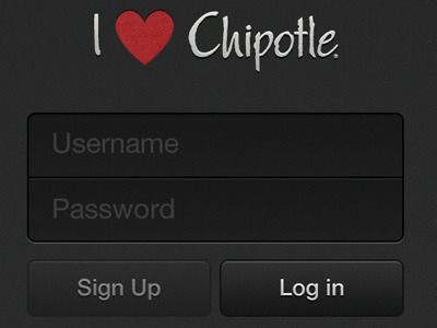 I Love Chipotle App - Login Screen texture textures ui ux