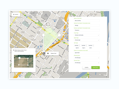 Agriculture Map and Field Creation agriculture crop field kouroupakis map michail points soil ui ux