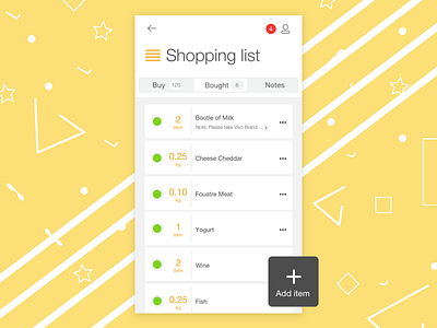 Shopping List UI kit