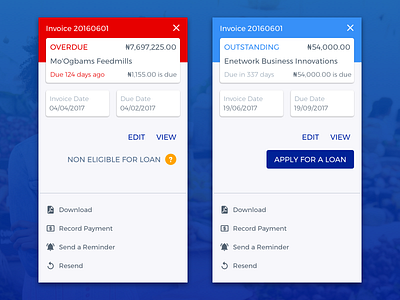 Invoicing App - Invoice State app invoice mobile modal options overview state ui