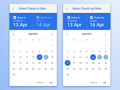 Check-in and Check-out Date