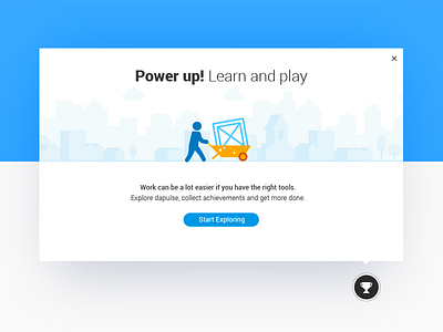 Power up! city dapulse game gamification gamified landscape welcome screen wheelbarrow