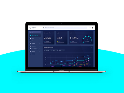 BigBrain facelift UI draft bigbrain colorful crm dapulse dashboard graph monday table